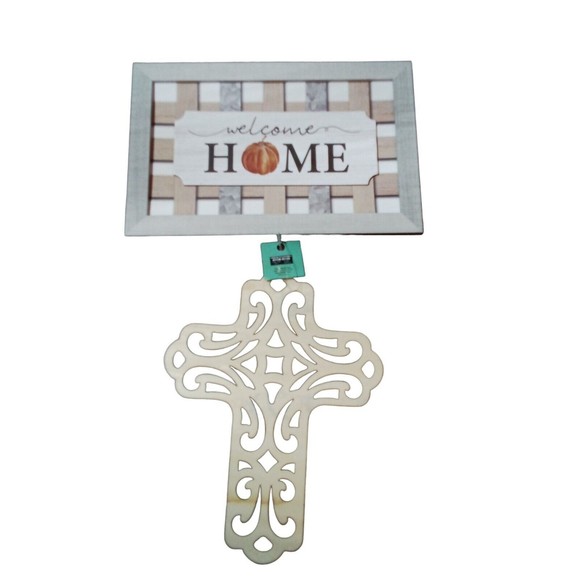 Home Decor Set Of‎ Two Cute Home Sign Wooden Cross For Crafts - Picture 1 of 9